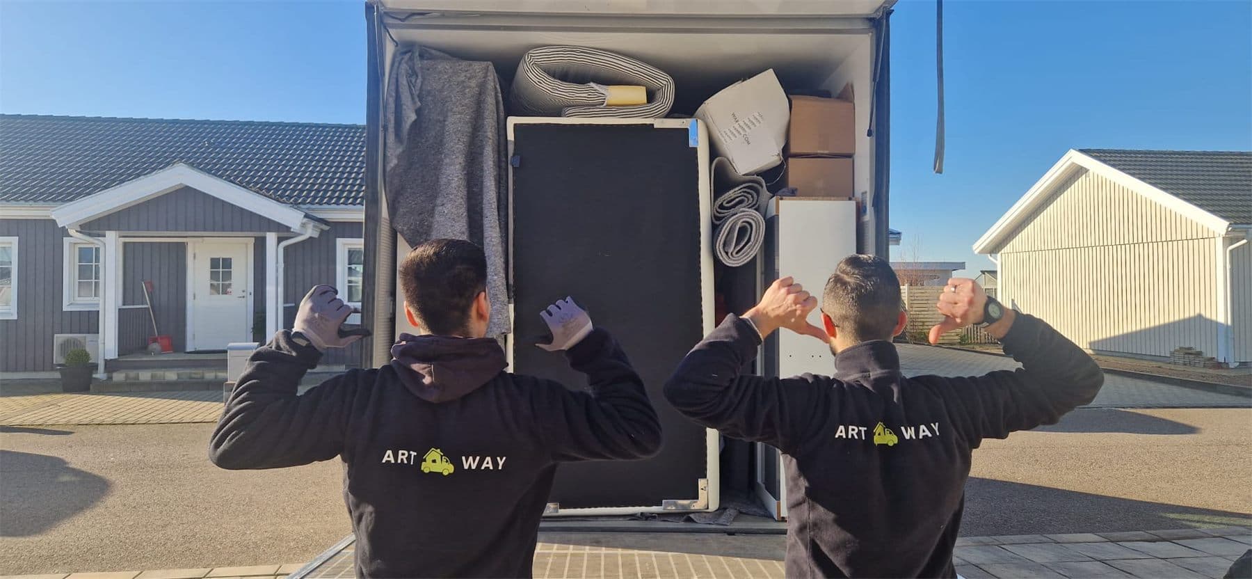 Protected belongings secured inside an Artway moving truck